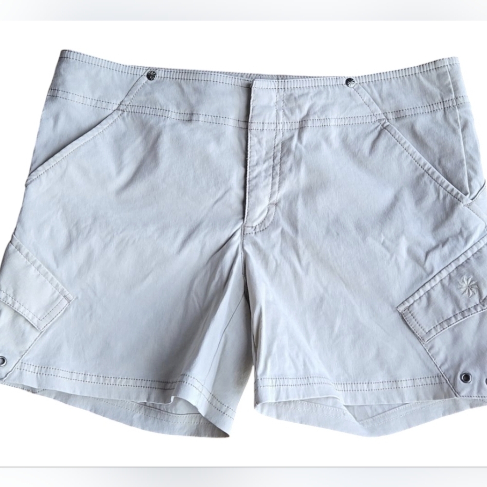 Athleta Cargo Shorts Womens Nylon Hiking Outdoors Khaki Board Shorts, M